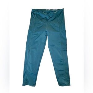 Teal Cropped Yoga Leggings with Pockets Women’s Size Large